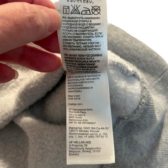 The North Face Womens Hoodie Gray Pink Logo Long Sleeve Pullover Sweatshirt Sz L - Picture 8 of 12